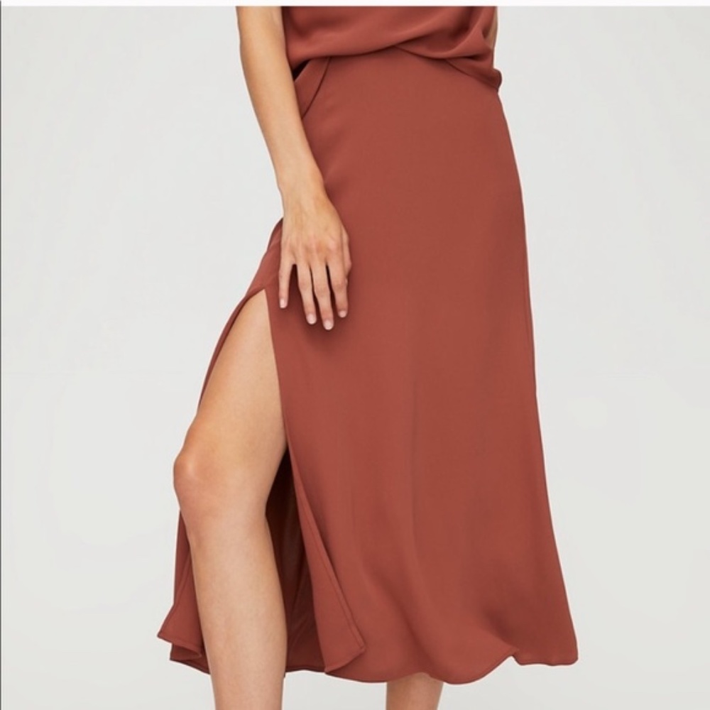 Babaton Wilson Rust Slit Skirt Aritzia
